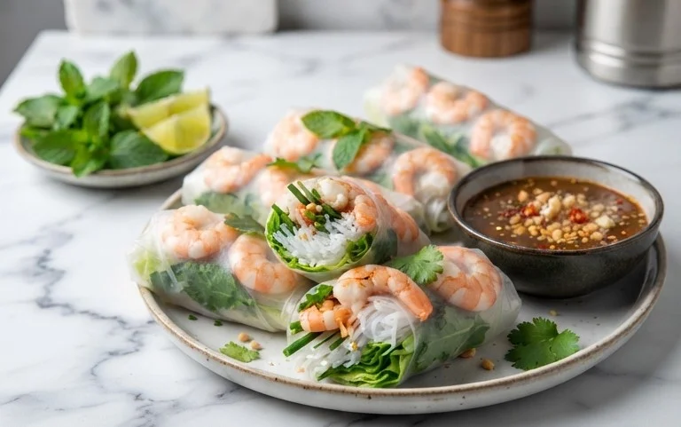 Vietnamese Rice Paper Shrimp Rolls