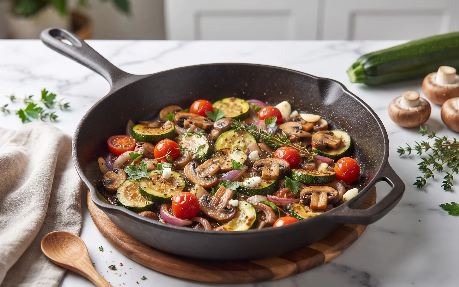 Skillet Zucchini and Mushrooms