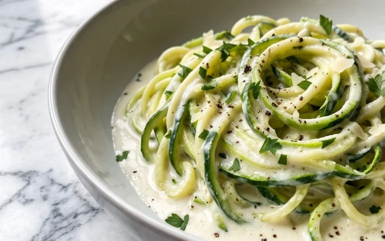 Zucchini-Spaghetti in cremiger Sauce– Zoodles