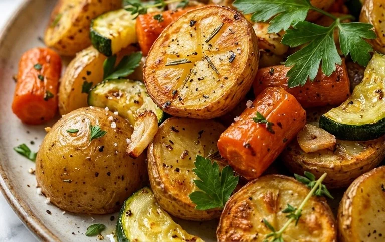 Garlic Herb Roasted Potatoes Carrots and Zucchini