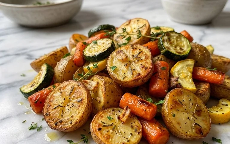 Garlic Herb Roasted Potatoes Carrots and Zucchini