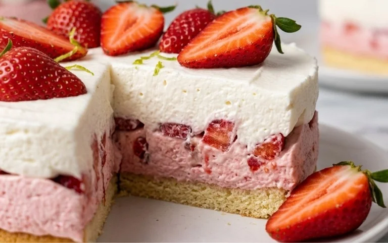 3 Ingredient No Bake Strawberry Cloud Cake