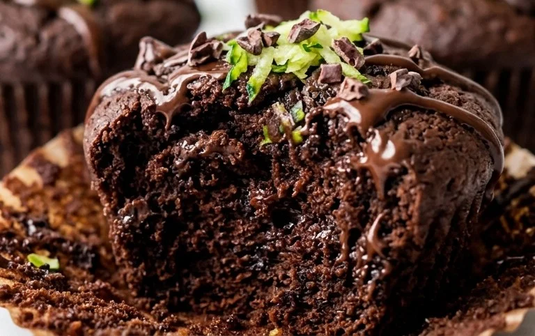 Healthy & Moist Chocolate Zucchini Muffins