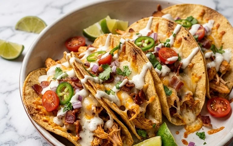 Baked Chicken Beef Bacon Ranch Tacos