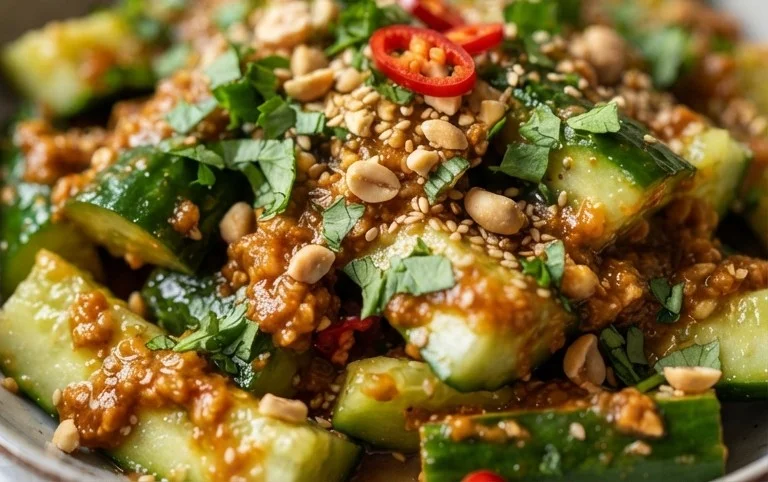 Cucumbers in Spicy Peanut Sauce