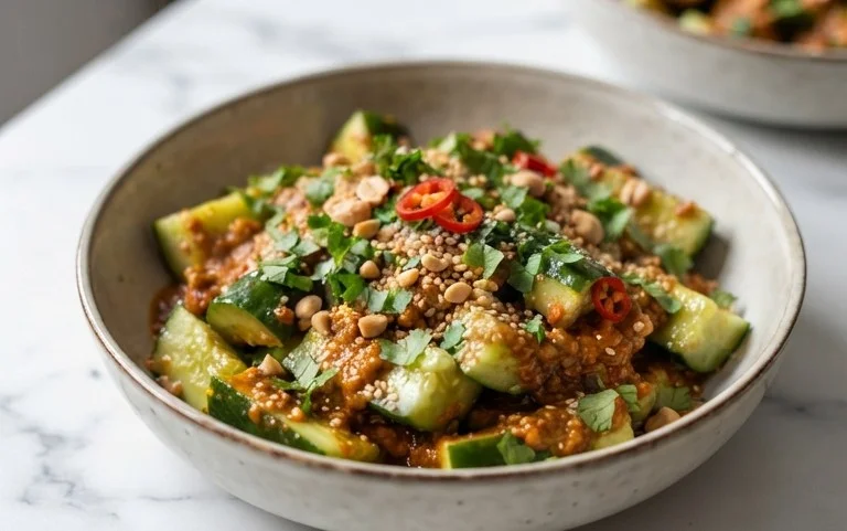 Cucumbers in Spicy Peanut Sauce