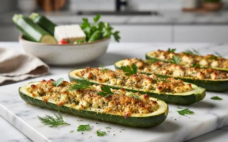 Feta Cheese Stuffed Zucchini