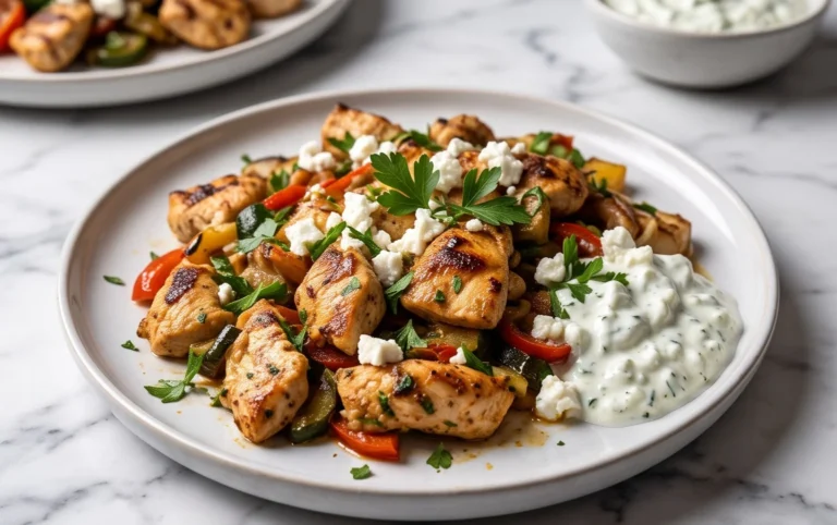 Mediterranes Hähnchen-Gyros mit Feta-Tzatziki genießen!