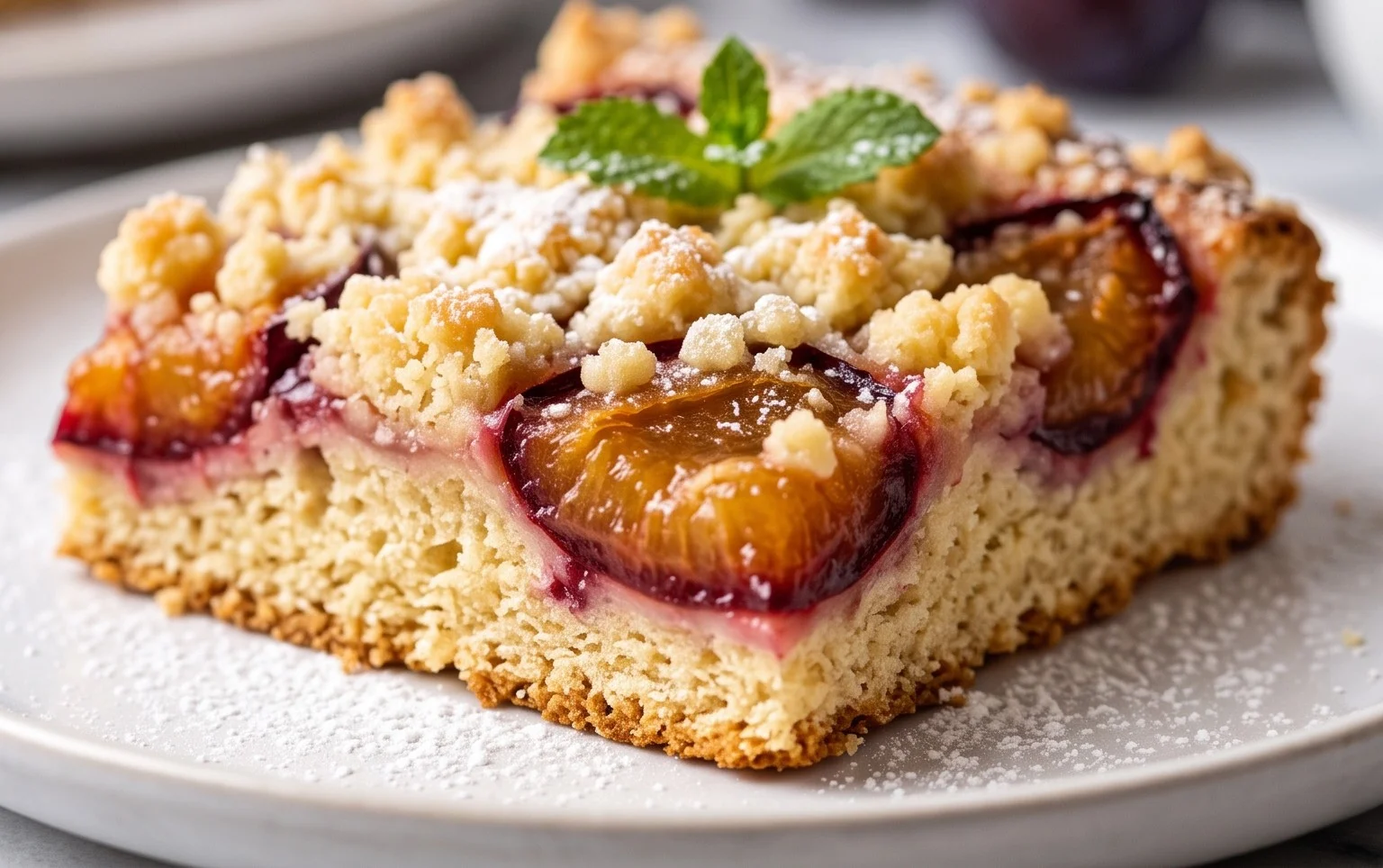 Rezept für Streusel-Pflaumenkuchen vom Blech mit Hefeteig