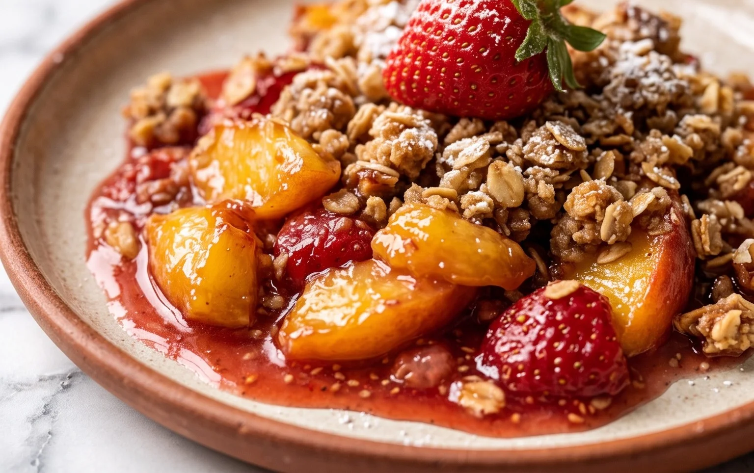 Peach & Strawberry Crisp