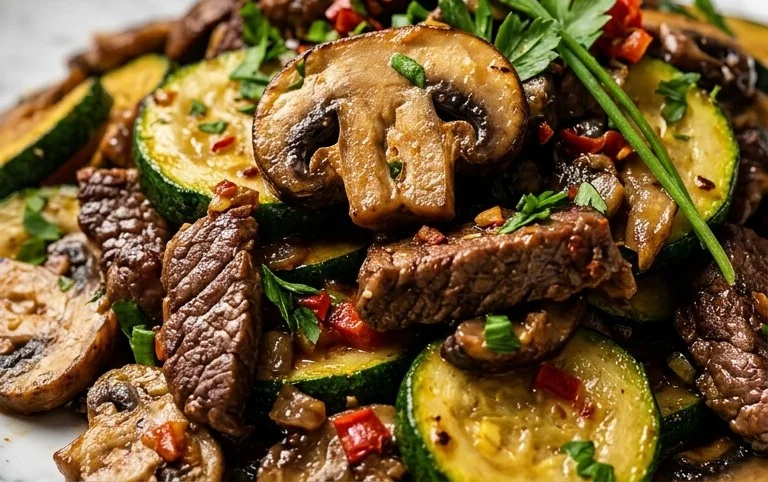 Zucchini-Cbeef hampignonpfanne