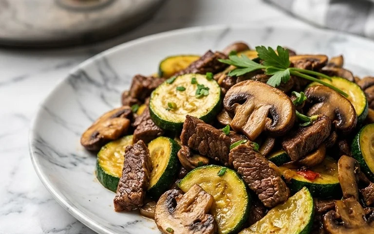 Zucchini-Cbeef hampignonpfanne