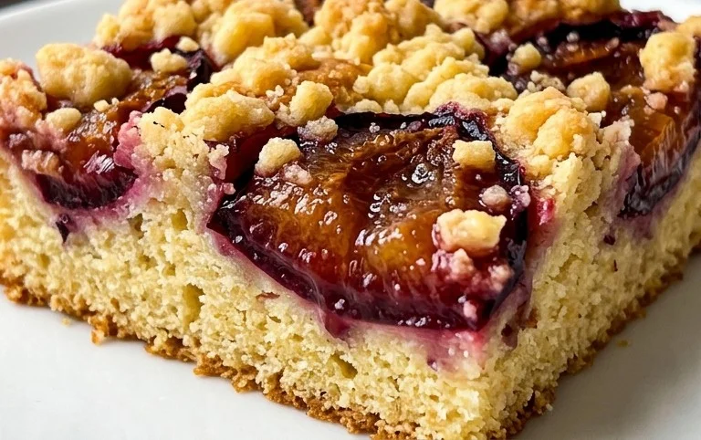 Pflaumenkuchen mit Streusel vom Blech (Quark-Öl-Teig)