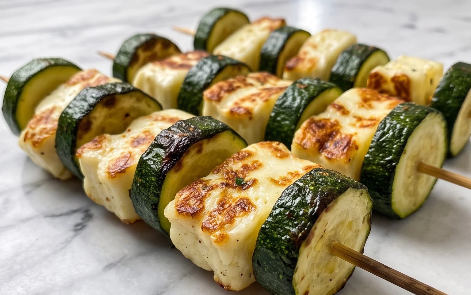 Halloumi Zucchini Spieße Vom Grill: Sommerlich, Lecker & Vegetarisch