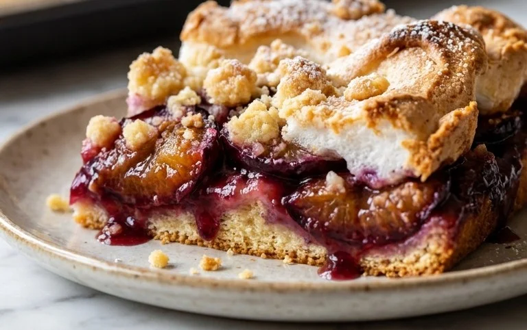 Polnischer Zwetschgen Kuchen vom Blech mit Baiser