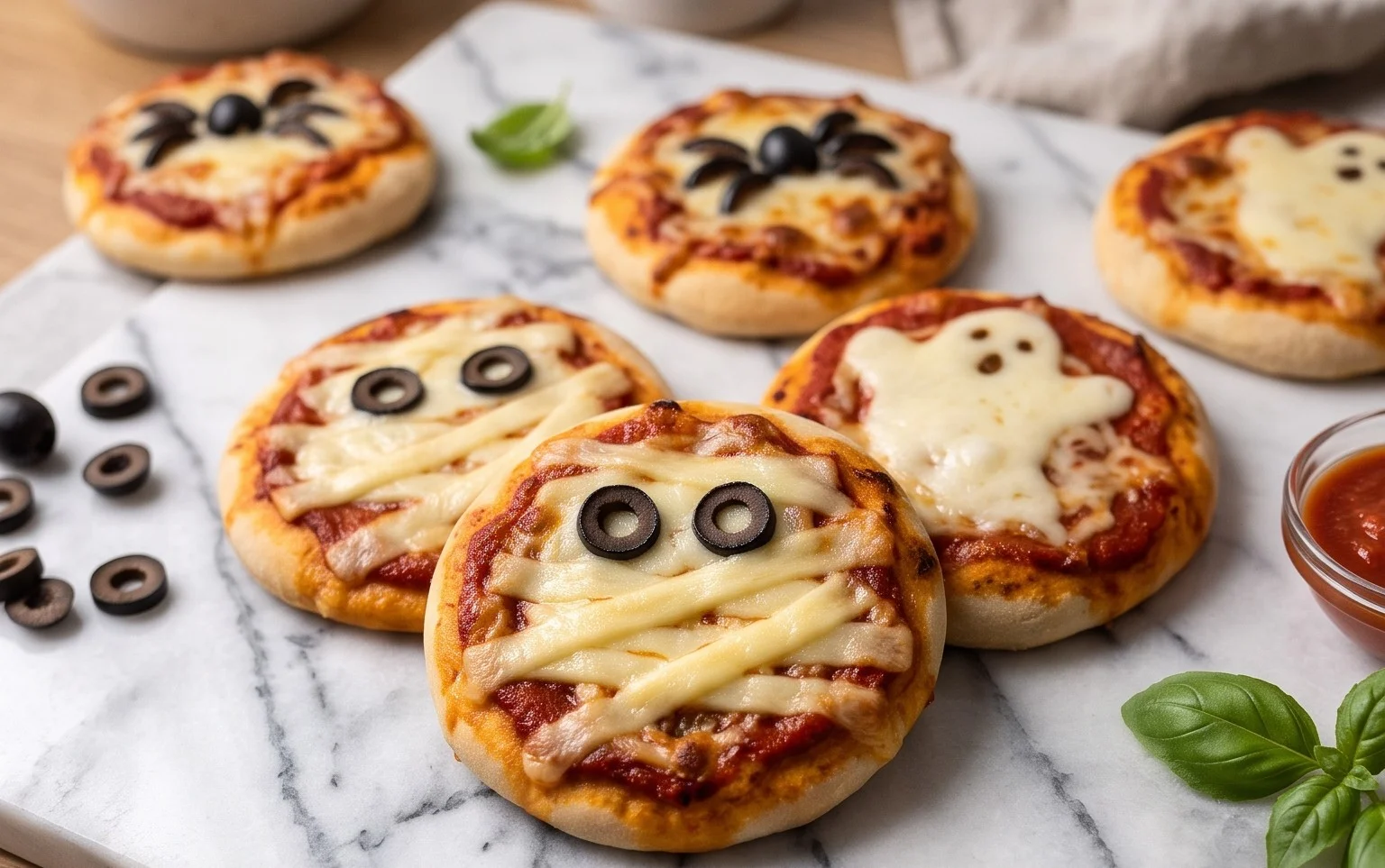 Mini Halloween Pizza Rezepte für Kinder